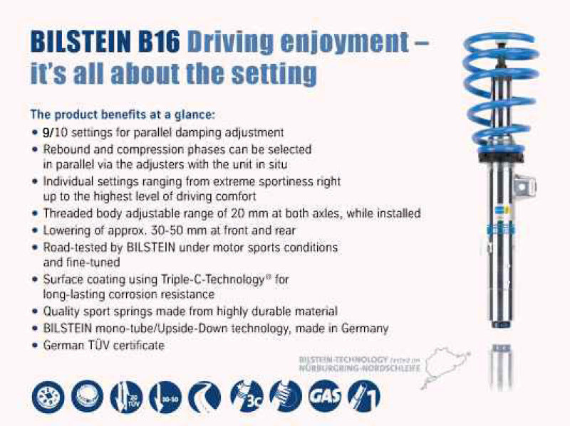 Bilstein B16 15-17 Ford Mustang GT V8 Front and Rear Performance Suspension System