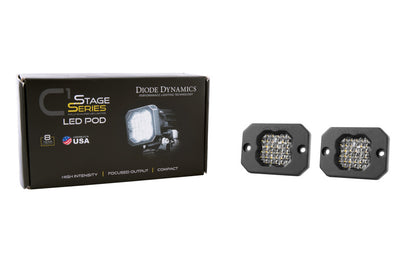 Diode Dynamics Stage Series C1 LED Pod Sport - White Flood Flush ABL (Pair)