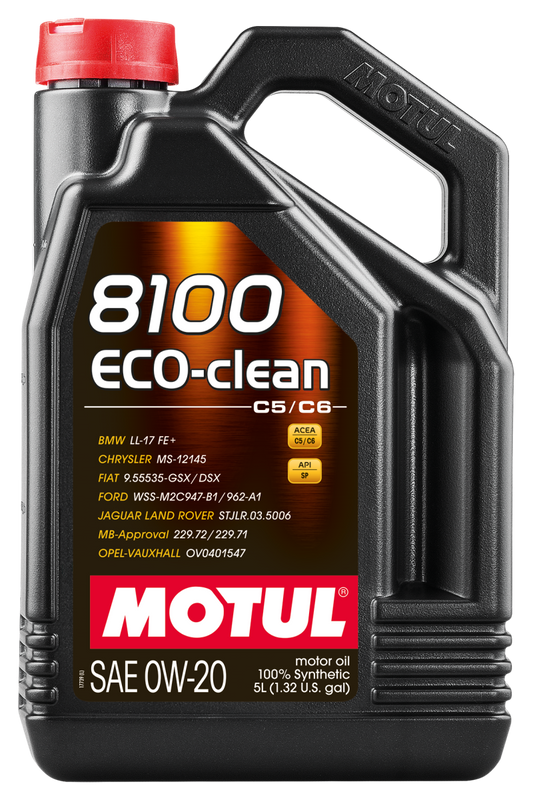 Motul 5L Synthetic Engine Oil 8100 0W20 Eco-Clean