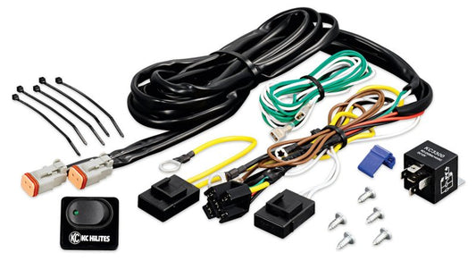 KC HiLiTES Wiring Harness w/40 AMP Relay & LED Rocker Switch (Up to 2 - 130w Lights)