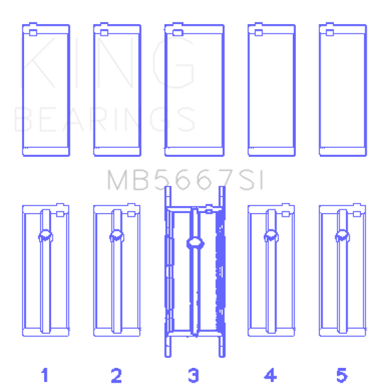 King Mini W10B16A/W11B16A (Size 0.5) Silicon Bi-Metal Aluminum Main Bearing Set