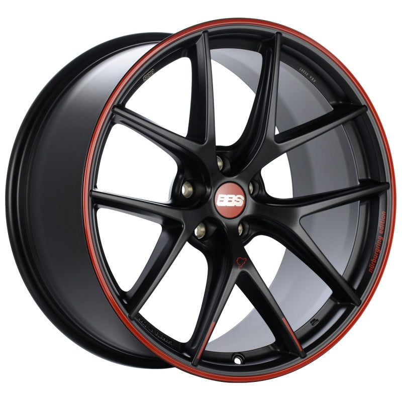 BBS CI-R Nurburgring Edition 19x9.5 5x120 ET40 Satin Black/Red Lip Wheel - 82mm PFS Required