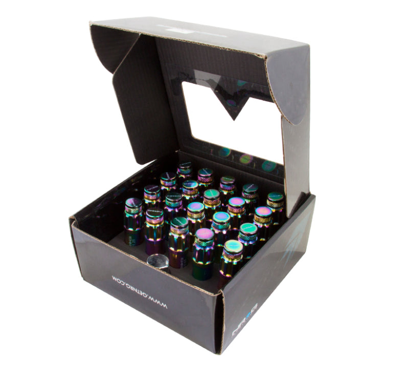 NRG 700 Series M12 X 1.5 Steel Lug Nut w/Dust Cap Cover Set 21 Pc w/Locks & Lock Socket - Neochrome