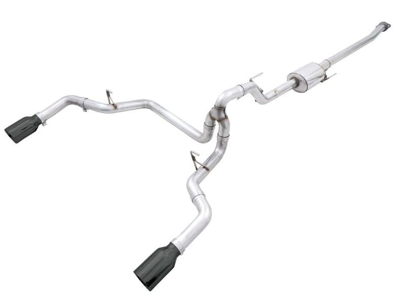 AWE 0FG 21+ Ford F150 Dual Split Rear Cat-Back Exhaust- 5in Diamond Black Tips - Precision R