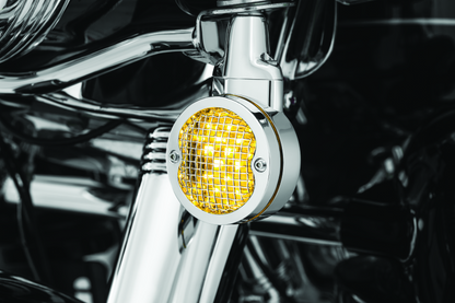 Kuryakyn Mesh Turn Signal Bezels 3-1/4in Chrome