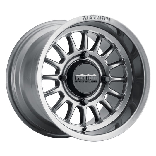 Method MR411 Bead Grip 14x7 / 4+3/13mm Offset / 4x156 / 132mm CB Gloss Titanium Wheel