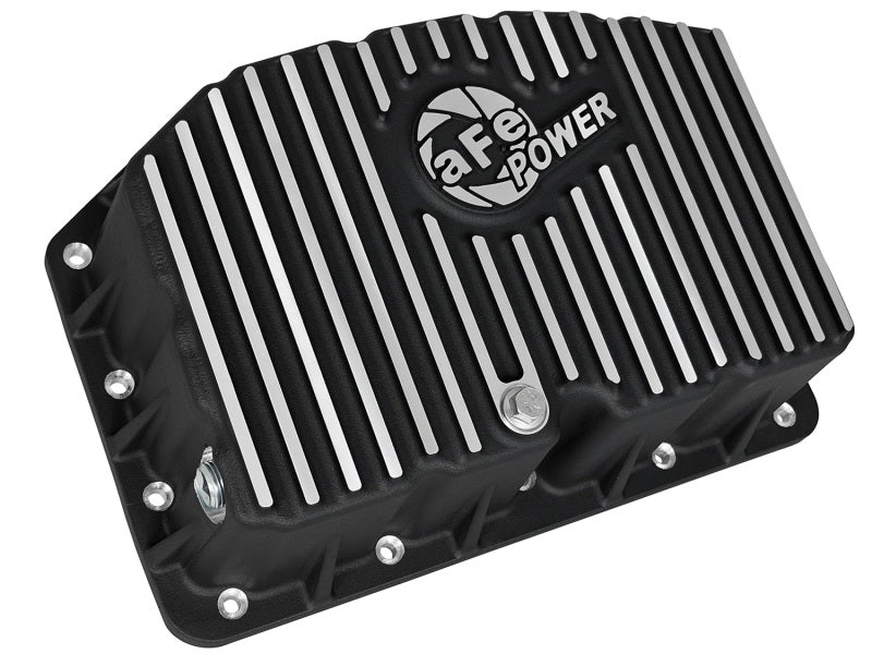 AFE Pro Series Engine Oil Pan Black w/Machined Fins; 11-16 Ford Powerstroke V8-6.7L (td) Precision R