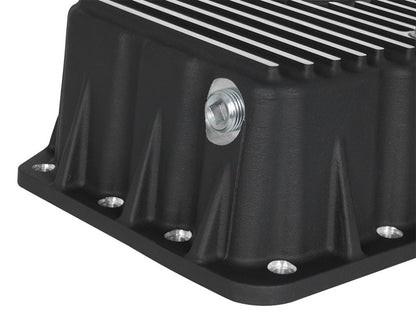 AFE Pro Series Engine Oil Pan Black w/Machined Fins; 11-16 Ford Powerstroke V8-6.7L (td) Precision R