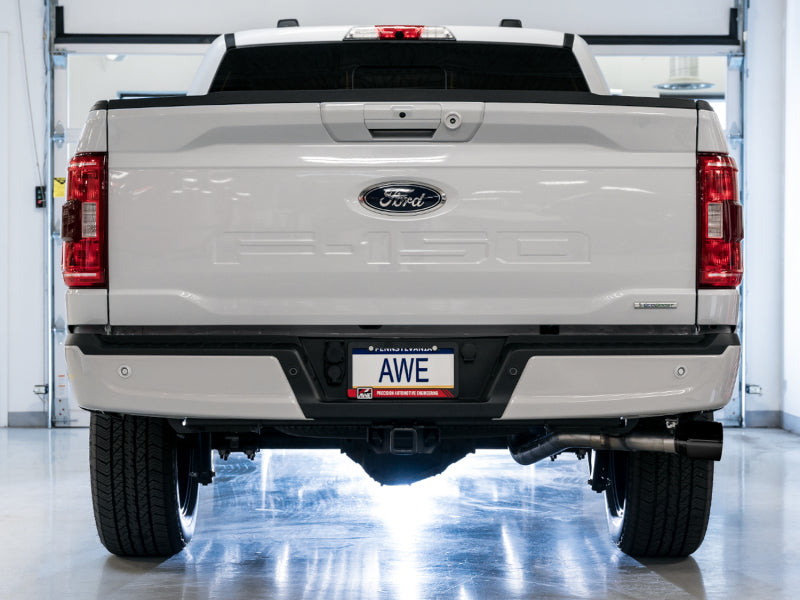 AWE 0FG 21+ Ford F150 Dual Side Exit Cat-Back Exhaust - 4.5in Diamond Black Tips - Precision R