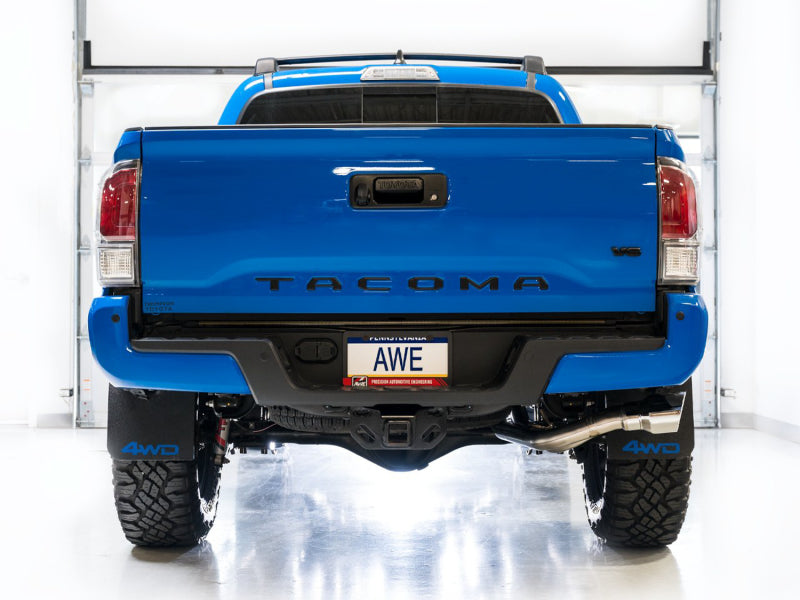 AWE 16-22 Toyota Tacoma 0FG Catback Exhaust w/ BashGuard - Dual Chrome Silver Tips - Precision R