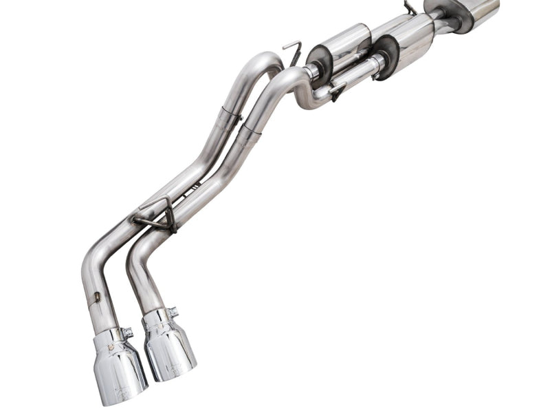 AWE 16-22 Toyota Tacoma 0FG Catback Exhaust w/ BashGuard - Dual Chrome Silver Tips - Precision R