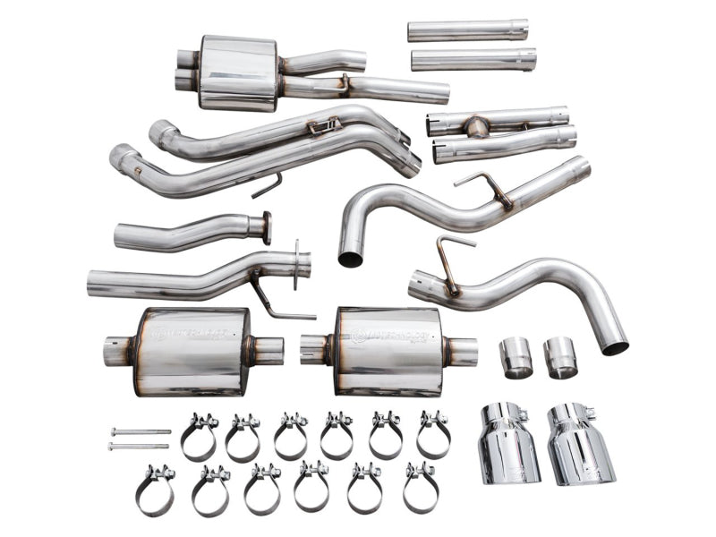 AWE 16-22 Toyota Tacoma 0FG Catback Exhaust w/ BashGuard - Dual Chrome Silver Tips - Precision R