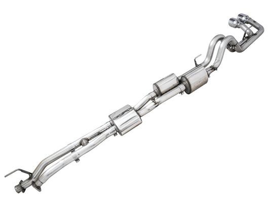 AWE 16-22 Toyota Tacoma 0FG Catback Exhaust w/ BashGuard - Dual Chrome Silver Tips - Precision R