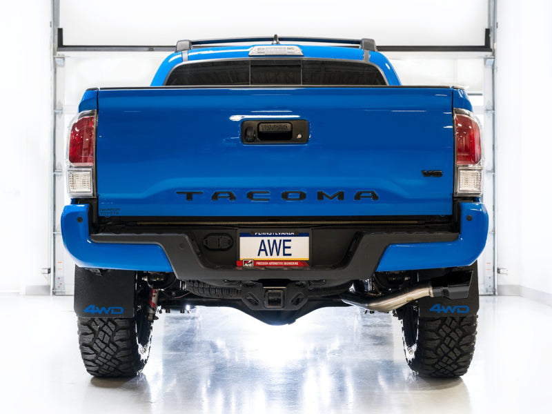 AWE 16-22 Toyota Tacoma 0FG Catback Exhaust w/ BashGuard - Dual Diamond Black Tips - Precision R