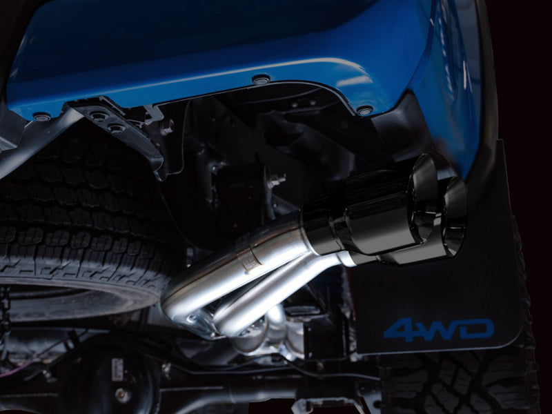 AWE 16-22 Toyota Tacoma 0FG Catback Exhaust w/ BashGuard - Dual Diamond Black Tips - Precision R