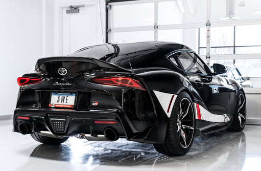 AWE 2020 Toyota Supra A90 Non-Resonated Touring Edition Exhaust - 5in Diamond Black Tips - Precision R