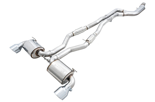 AWE 2020 Toyota Supra A90 Resonated Touring Edition Exhaust - 5in Chrome Silver Tips - Precision R