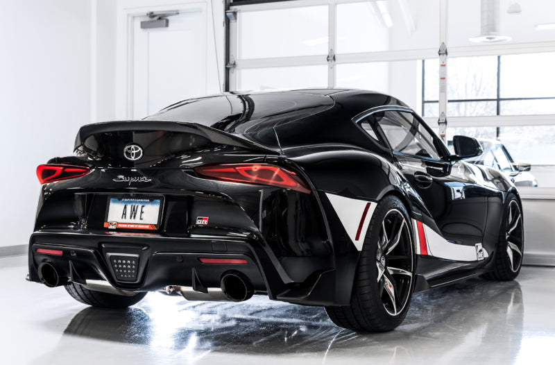 AWE 2020 Toyota Supra A90 Resonated Touring Edition Exhaust - 5in Diamond Black Tips - Precision R