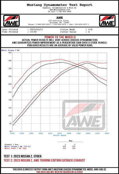 AWE 2023 Nissan Z RZ34 RWD Touring Edition Catback Exhaust System w/ Diamond Black Tips - Precision R