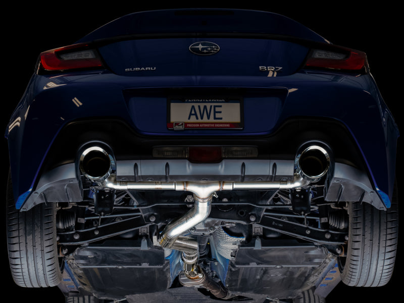 AWE Subaru BRZ/ Toyota GR86/ Toyota 86 Track Edition Cat-Back Exhaust- Chrome Silver Tips - Precision R