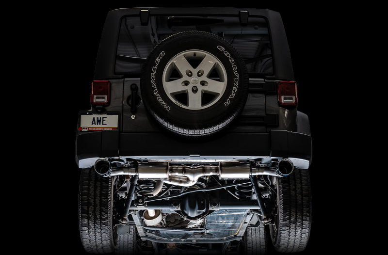 AWE Tuning 07-18 Jeep Wrangler JK/JKU 3.6L Tread Edition Axle-Back Dual Exhaust - Diamond Black Tips - Precision R