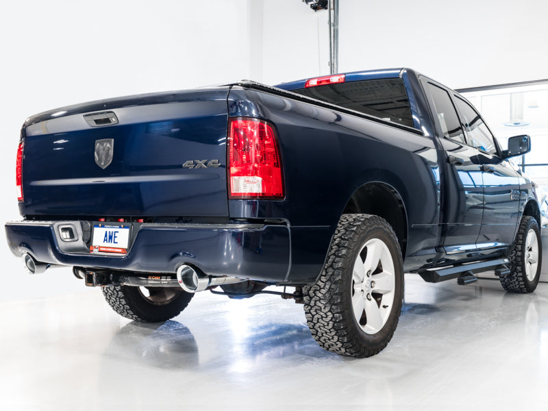 AWE Tuning 09-18 RAM 1500 5.7L (w/Cutouts) 0FG Dual Rear Exit Cat-Back Exhaust - Chrome Silver Tips - Precision R