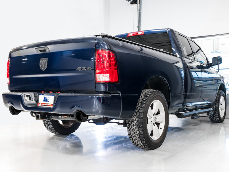 AWE Tuning 09-18 RAM 1500 5.7L (w/Cutouts) 0FG Dual Rear Exit Cat-Back Exhaust - Diamond Black Tips - Precision R