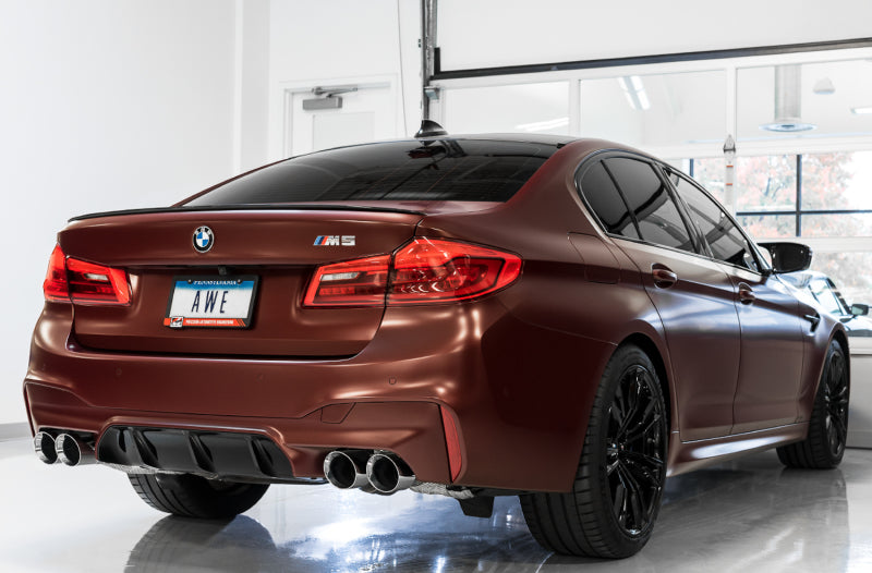 AWE Tuning 18-19 BMW F90 M5 SwitchPatch Cat-Back Exhaust- Black Diamond Tips - Precision R