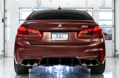 AWE Tuning 18-19 BMW M5 (F90) 4.4T AWD Cat-back Exhaust - Track Edition (Diamond Black Tips) - Precision R