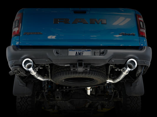 AWE Tuning 19-21 RAM 1500 5.7L (w/Cutouts) 0FG Dual Rear Exit Cat-Back Exhaust - Chrome Silver Tips - Precision R