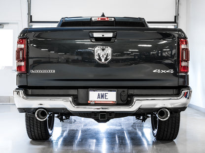 AWE Tuning 19-21 RAM 1500 5.7L (w/Cutouts) 0FG Dual Rear Exit Cat-Back Exhaust - Chrome Silver Tips - Precision R