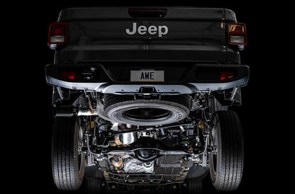 AWE Tuning 20-21 Jeep Gladiator JT 3.6L Tread Edition Cat-Back Single Side Exhaust - Diamond Blk Ti - Precision R