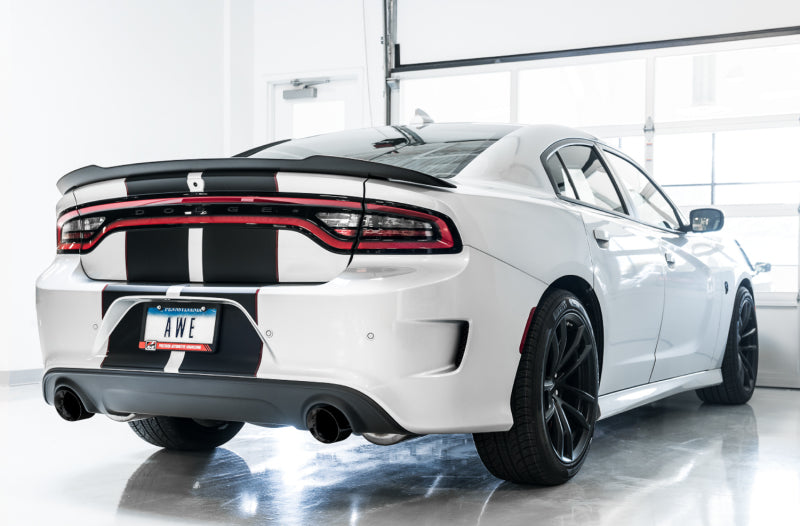 AWE Tuning 2015+ Dodge Charger 6.4L/6.2L Non-Resonated Touring Edition Exhaust - Diamond Blk Tips - Precision R