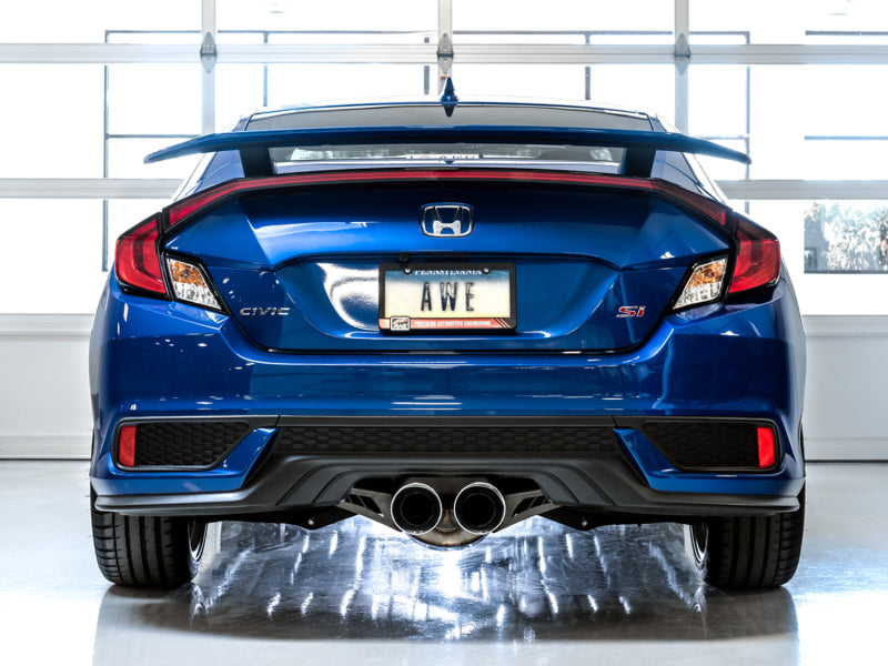 AWE Tuning 2016+ Honda Civic Si Touring Edition Exhaust w/Front Pipe & Dual Chrome Silver Tips - Precision R