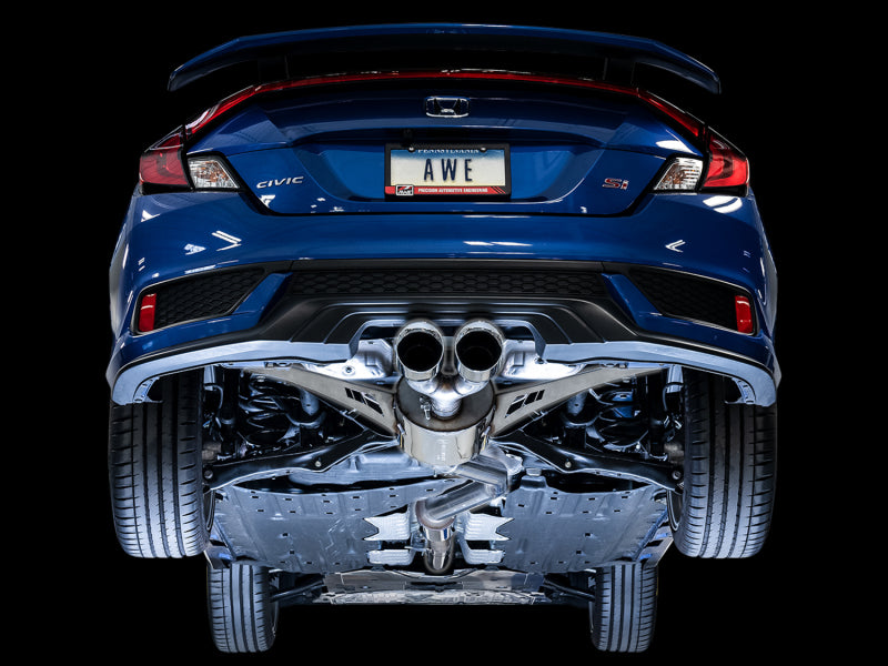 AWE Tuning 2016+ Honda Civic Si Touring Edition Exhaust w/Front Pipe & Dual Chrome Silver Tips - Precision R