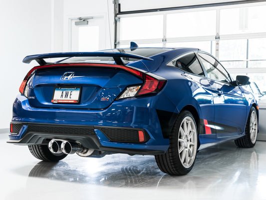 AWE Tuning 2016+ Honda Civic Si Touring Edition Exhaust w/Front Pipe & Dual Chrome Silver Tips - Precision R