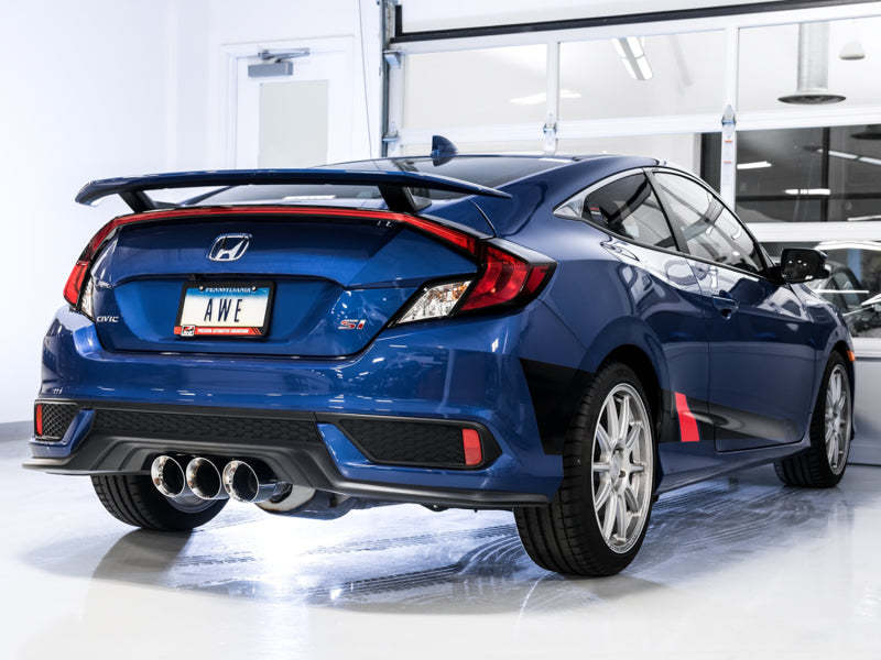 AWE Tuning 2016+ Honda Civic Si Touring Edition Exhaust w/Front Pipe & Triple Chrome Silver Tips - Precision R