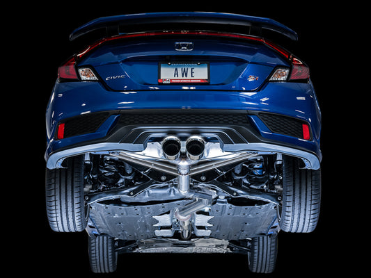 AWE Tuning 2016+ Honda Civic Si Track Edition Exhaust w/Front Pipe & Dual Chrome Silver Tips - Precision R