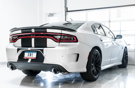 AWE Tuning 2017+ Dodge Charger 5.7L Touring Edition Exhaust - Non-Resonated - Diamond Black Tips - Precision R