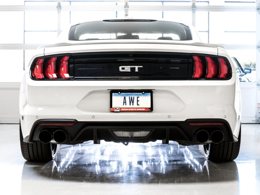 AWE Tuning 2018+ Ford Mustang GT (S550) Cat-back Exhaust - Touring Edition (Quad Diamond Black Tips) - Precision R