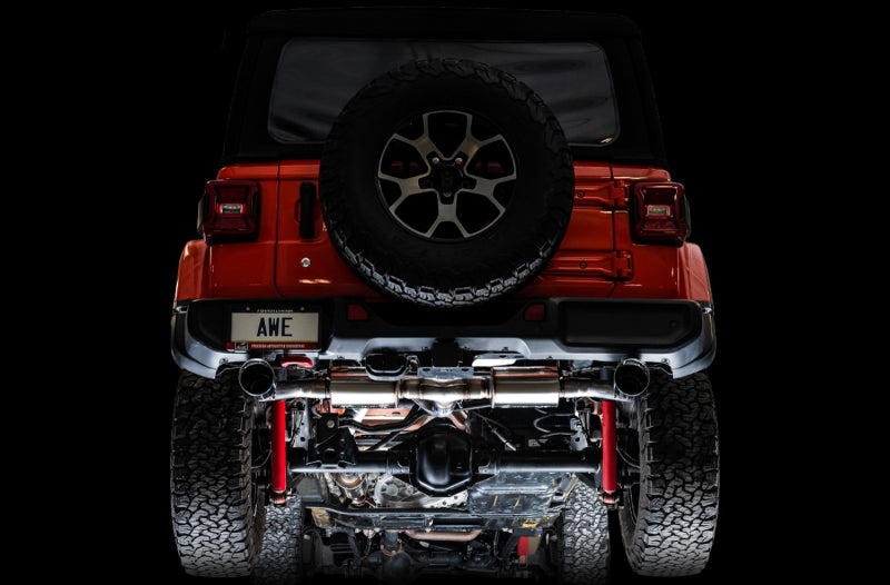 AWE Tuning 2018+ Jeep Wrangler JL/JLU Tread Edition Axle-Back Dual Exhaust - Chrome Silver Tips - Precision R