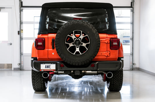 AWE Tuning 2018+ Jeep Wrangler JL/JLU Tread Edition Axle-Back Dual Exhaust - Chrome Silver Tips - Precision R