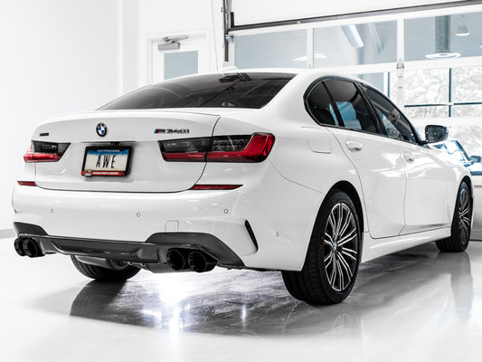 AWE Tuning 2019+ BMW M340i (G20) Non-Resonated Touring Edition Exhaust - Quad Diamond Black Tips - Precision R