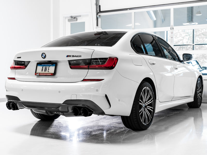 AWE Tuning 2019+ BMW M340i (G20) Resonated Touring Edition Exhaust - Quad Diamond Black Tips - Precision R