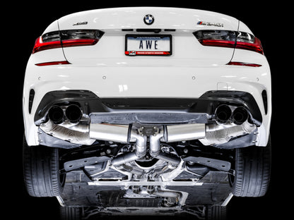 AWE Tuning 2019+ BMW M340i (G20) Resonated Touring Edition Exhaust - Quad Diamond Black Tips - Precision R