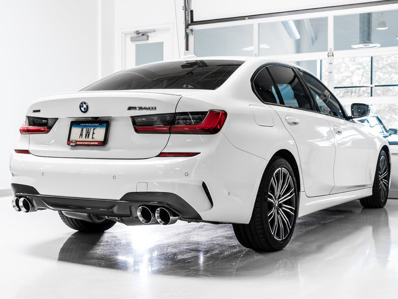 AWE Tuning 2019+ BMW M340i (G20) Track Edition Exhaust - Quad Chrome Silver Tips - Precision R