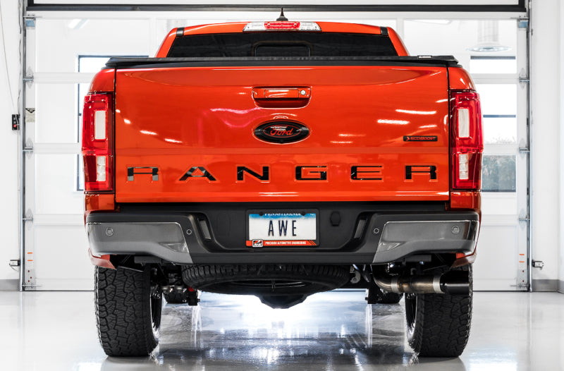 AWE Tuning 2019+ Ford Ranger 0FG Performance Exhaust System w/Diamond Black Tips & Rock Guard - Precision R