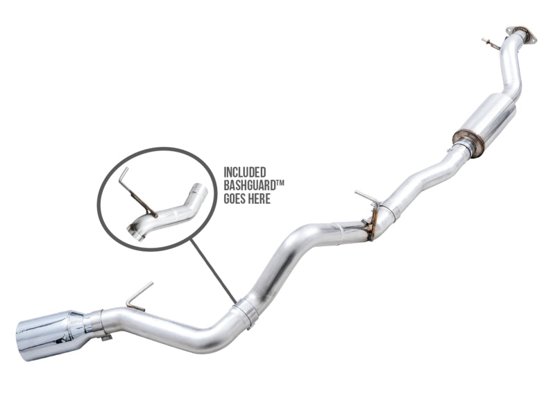 AWE Tuning 2021+ Ford Bronco 0FG Single Rear Exit Exhaust w/Chrome Silver Tip & Bash Guard - Precision R