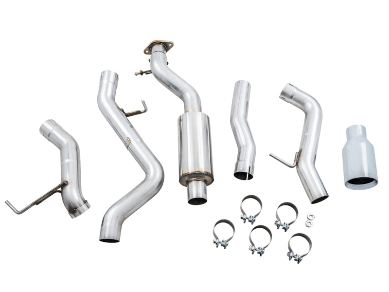 AWE Tuning 2021+ Ford Bronco 0FG Single Rear Exit Exhaust w/Chrome Silver Tip & Bash Guard - Precision R