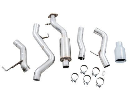 AWE Tuning 2021+ Ford Bronco 0FG Single Rear Exit Exhaust w/Chrome Silver Tip & Bash Guard - Precision R